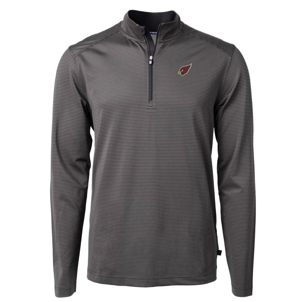 Arizona Cardinals Cutter & Buck Big & Tall Virtue Eco Pique Micro Stripe Tri-Blend Quarter-Zip Jacket - Black - NFL