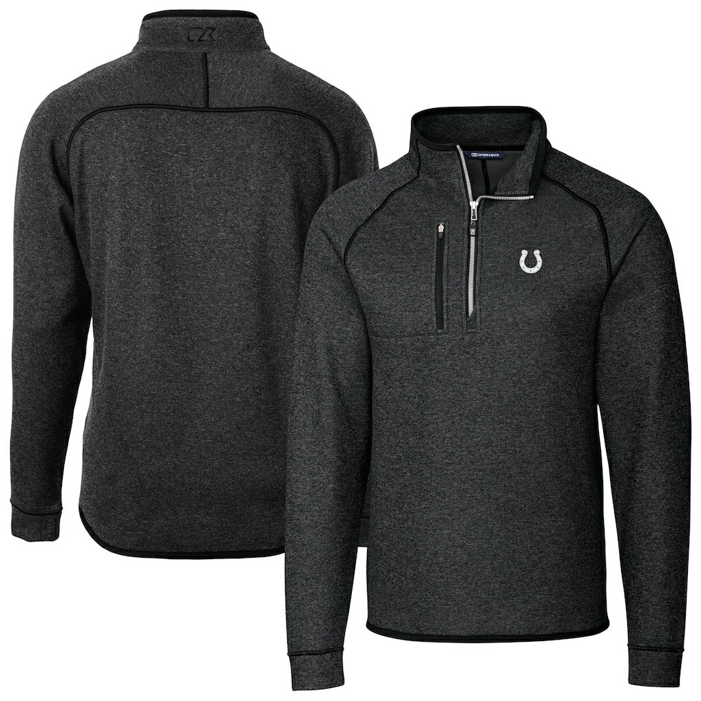 Indianapolis Colts Cutter & Buck Big & Tall Mainsail Sweater-Knit Half-Zip Jacket - Heather Charcoal - NFL
