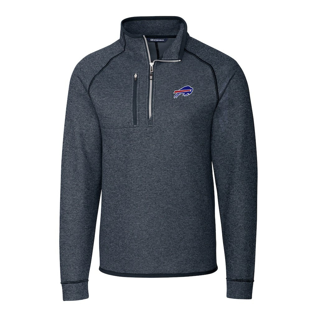 Buffalo Bills Cutter & Buck Big & Tall Mainsail Sweater-Knit Half-Zip Jacket - Heather Navy - NFL