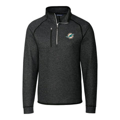 Miami Dolphins Cutter & Buck Big & Tall Mainsail Sweater-Knit Half-Zip Jacket - Heather Charcoal - NFL