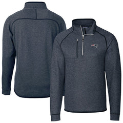New England Patriots Cutter & Buck Big & Tall Mainsail Sweater-Knit Half-Zip Jacket - Heather Navy - NFL