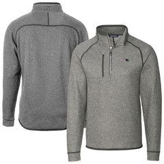 New England Patriots Cutter & Buck Big & Tall Mainsail Sweater-Knit Half-Zip Jacket - Heather Gray - NFL
