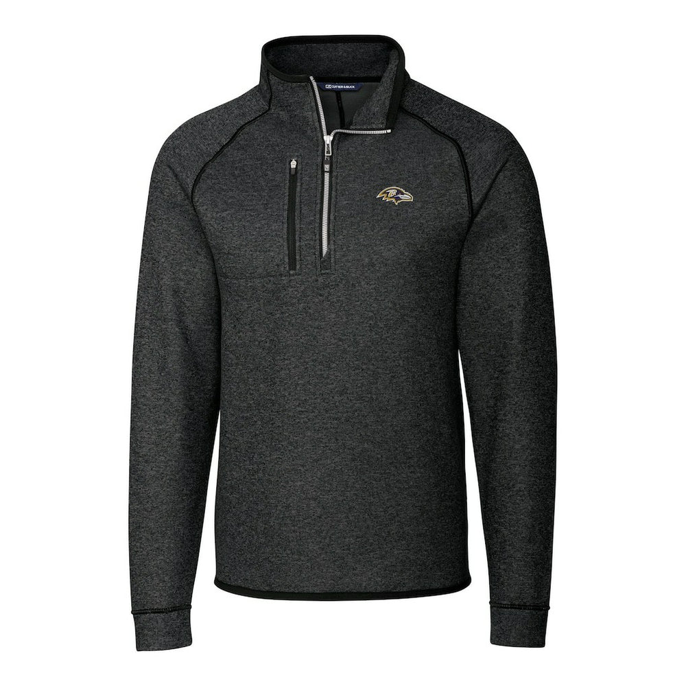 Baltimore Ravens Cutter & Buck Big & Tall Mainsail Sweater-Knit Half-Zip Jacket - Heather Charcoal - NFL