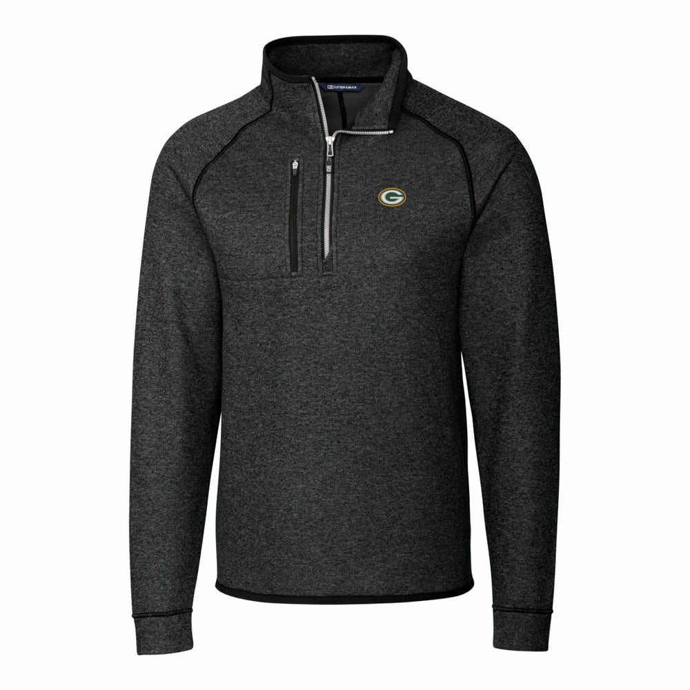 Green Bay Packers Cutter & Buck Big & Tall Mainsail Sweater-Knit Half-Zip Jacket - Heather Charcoal - NFL