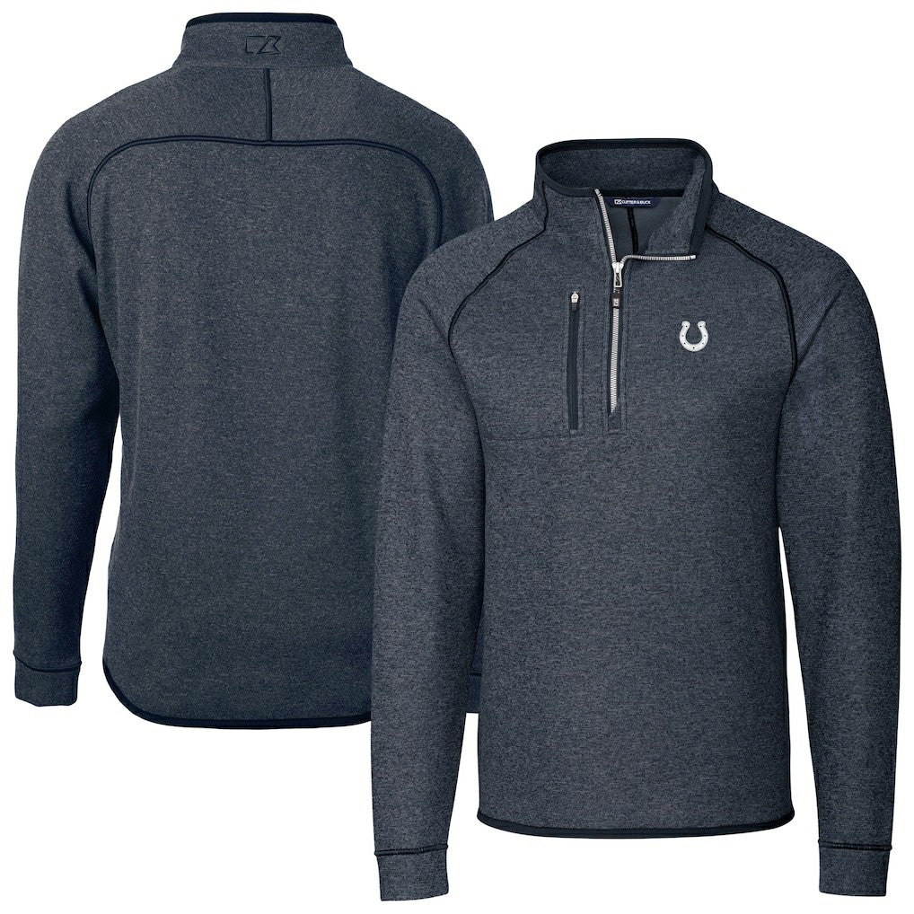 Indianapolis Colts Cutter & Buck Big & Tall Mainsail Sweater-Knit Half-Zip Jacket - Heather Navy - NFL