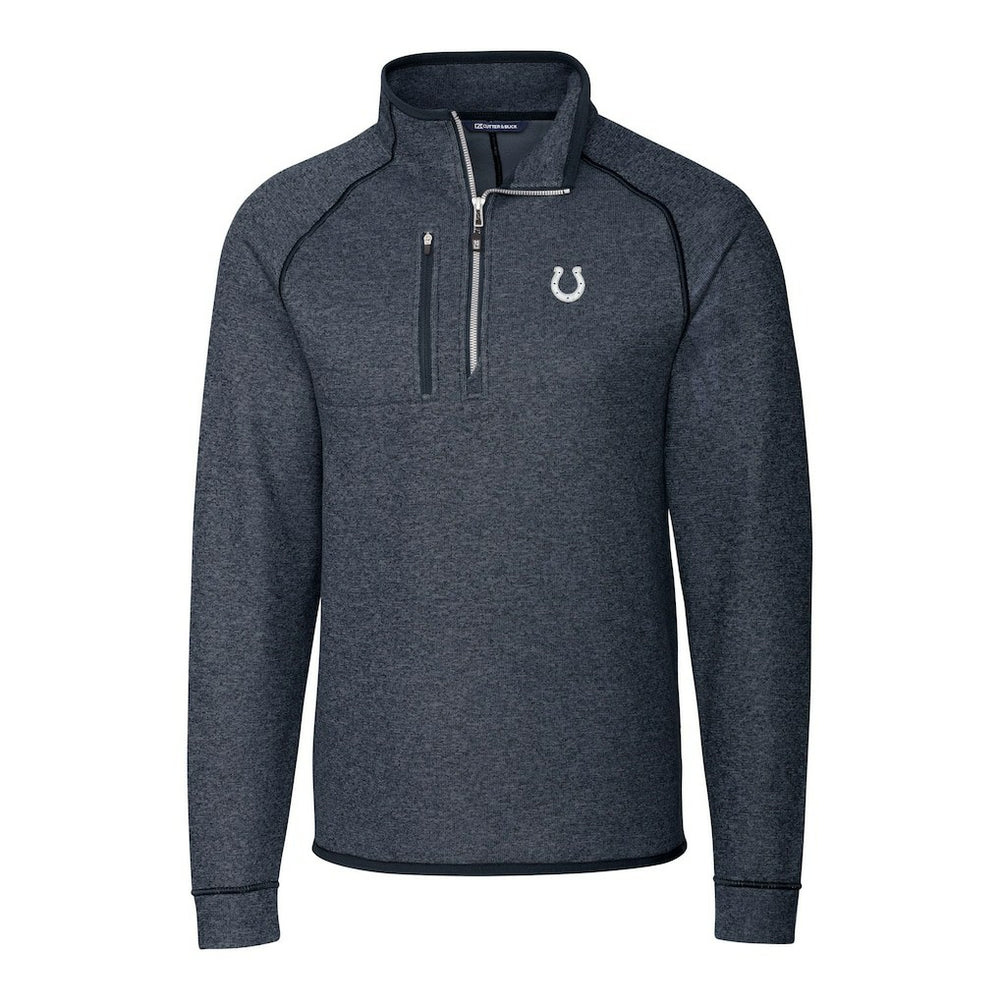 Indianapolis Colts Cutter & Buck Big & Tall Mainsail Sweater-Knit Half-Zip Jacket - Heather Navy - NFL
