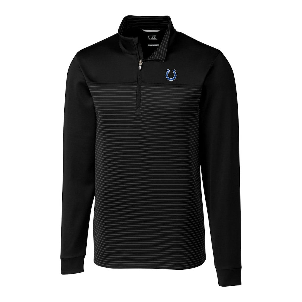Indianapolis Colts Cutter & Buck Traverse Eco Stripe Tri-Blend DryTec Quarter-Zip Jacket - Black - NFL