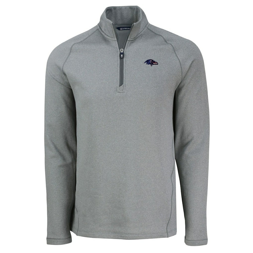 Baltimore Ravens Cutter & Buck Peshastin Eco Fleece Tri-Blend Raglan Recycled Quarter-Zip Jacket - Heather Gray - NFL
