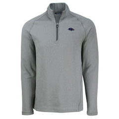Baltimore Ravens Cutter & Buck Peshastin Eco Fleece Tri-Blend Raglan Recycled Quarter-Zip Jacket - Heather Gray - NFL