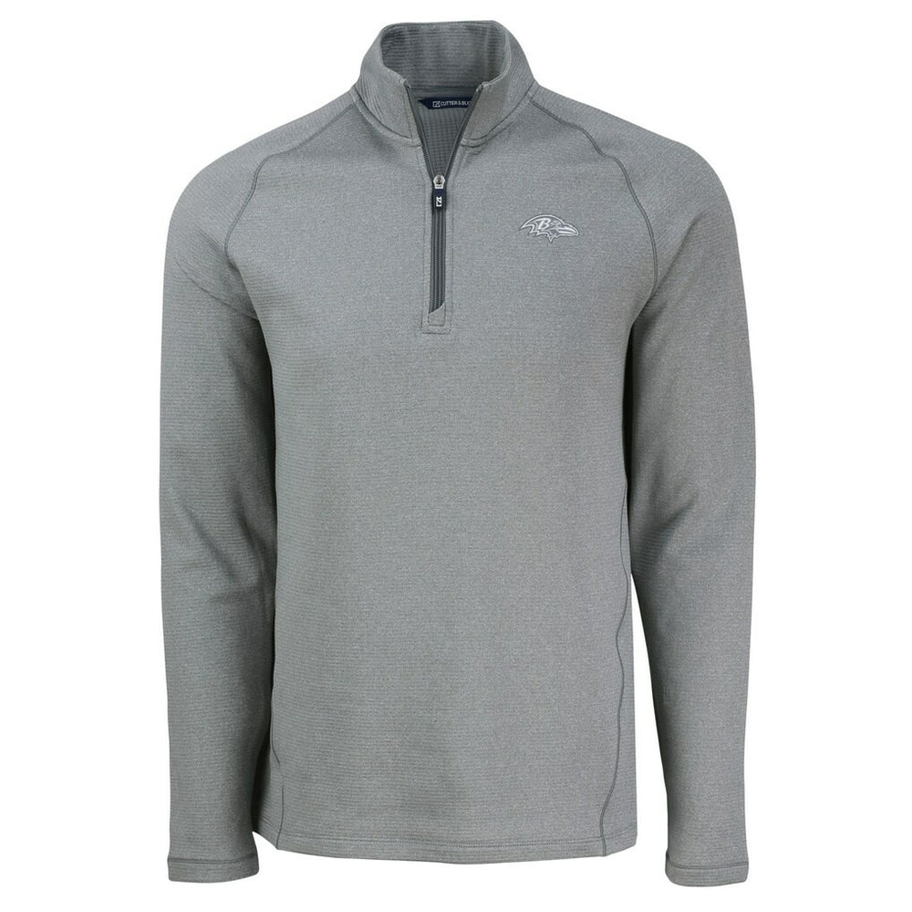 Baltimore Ravens Cutter & Buck Peshastin Eco Fleece Tri-Blend Raglan Recycled Quarter-Zip Jacket - Heather Gray - NFL