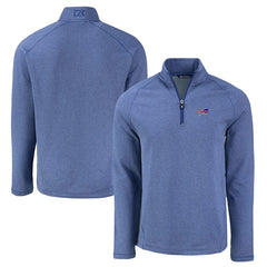 Buffalo Bills Cutter & Buck Peshastin Eco Fleece Tri-Blend Raglan Recycled Quarter-Zip Jacket - Heather Royal - NFL