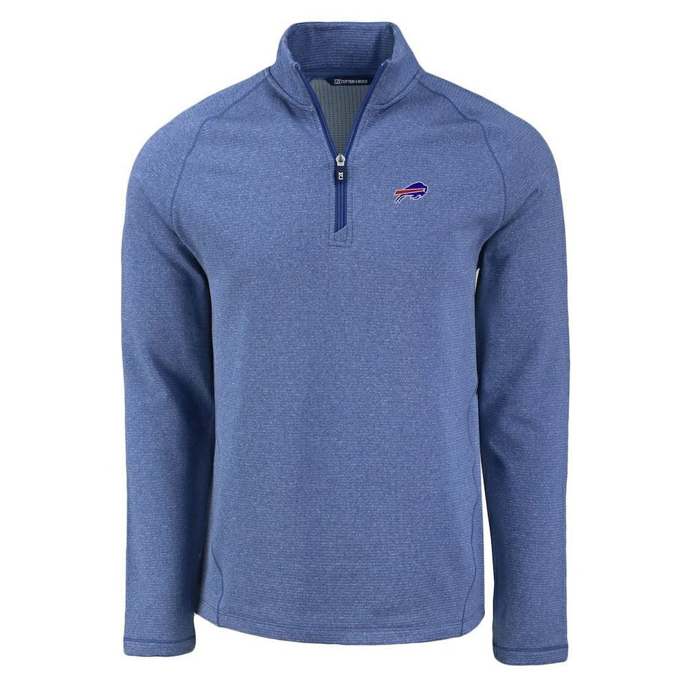 Buffalo Bills Cutter & Buck Peshastin Eco Fleece Tri-Blend Raglan Recycled Quarter-Zip Jacket - Heather Royal - NFL