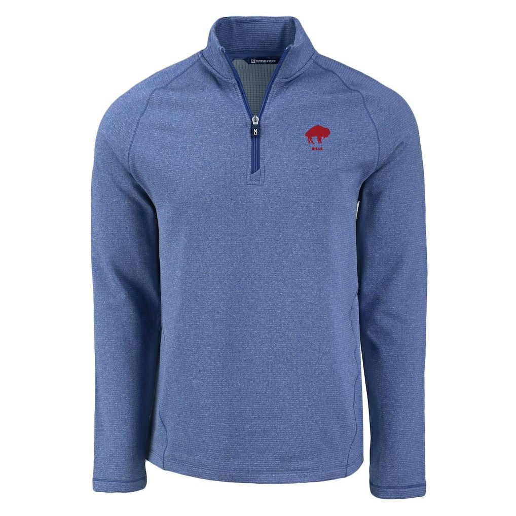 Buffalo Bills Cutter & Buck Peshastin Eco Fleece Tri-Blend Raglan Recycled Quarter-Zip Jacket - Heather Royal - NFL