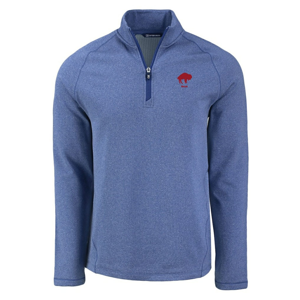 Buffalo Bills Cutter & Buck Peshastin Eco Fleece Tri-Blend Raglan Recycled Quarter-Zip Jacket - Heather Royal - NFL