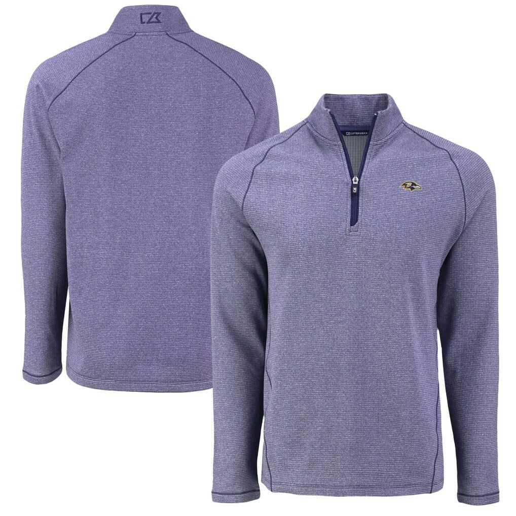 Baltimore Ravens Cutter & Buck Peshastin Eco Fleece Tri-Blend Raglan Recycled Quarter-Zip Jacket - Heather Purple - NFL