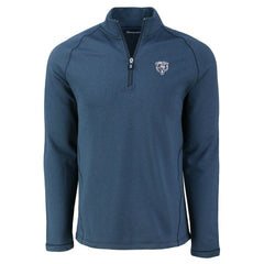 Chicago Bears Cutter & Buck Peshastin Eco Fleece Tri-Blend Raglan Recycled Quarter-Zip Jacket - Heather Navy - NFL