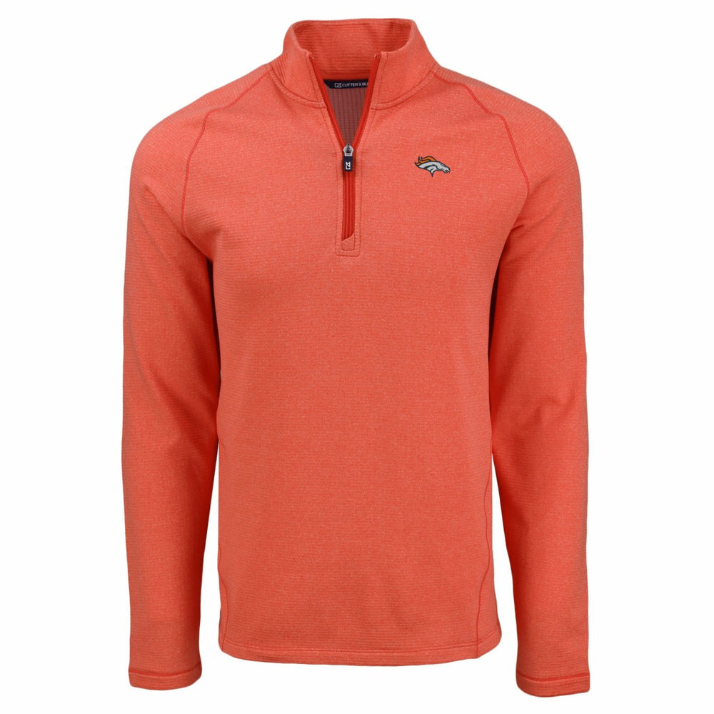 Denver Broncos Cutter & Buck Peshastin Eco Fleece Tri-Blend Raglan Recycled Quarter-Zip Jacket - Heather Orange - NFL