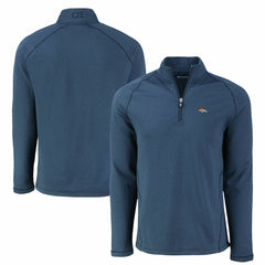 Denver Broncos Cutter & Buck Peshastin Eco Fleece Tri-Blend Raglan Recycled Quarter-Zip Jacket - Heather Navy - NFL