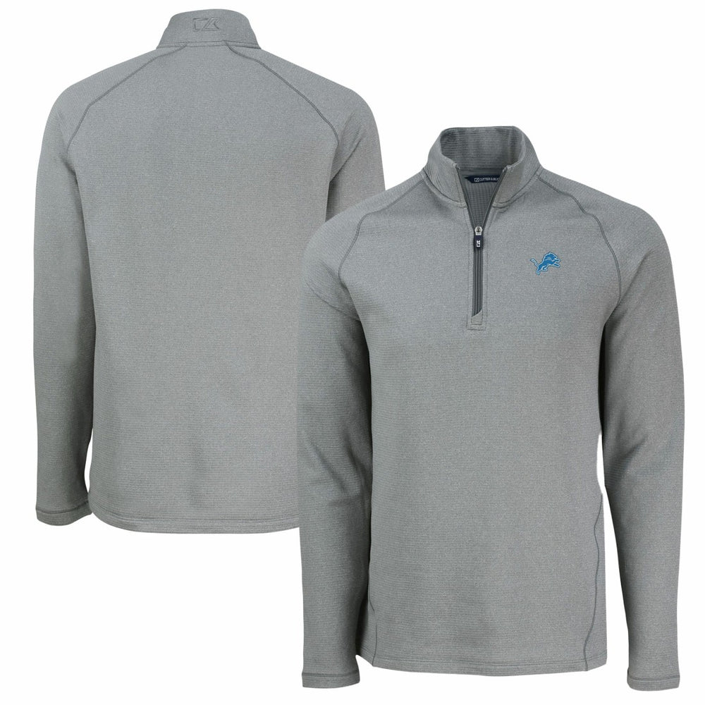 Detroit Lions Cutter & Buck Peshastin Eco Fleece Tri-Blend Raglan Recycled Quarter-Zip Jacket - Heather Gray - NFL