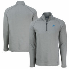 Detroit Lions Cutter & Buck Peshastin Eco Fleece Tri-Blend Raglan Recycled Quarter-Zip Jacket - Heather Gray - NFL