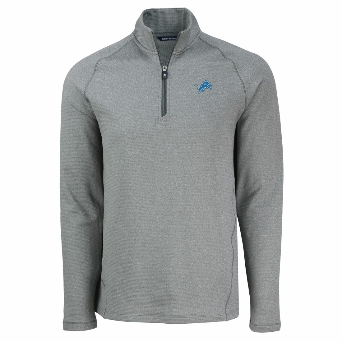 Detroit Lions Cutter & Buck Peshastin Eco Fleece Tri-Blend Raglan Recycled Quarter-Zip Jacket - Heather Gray - NFL