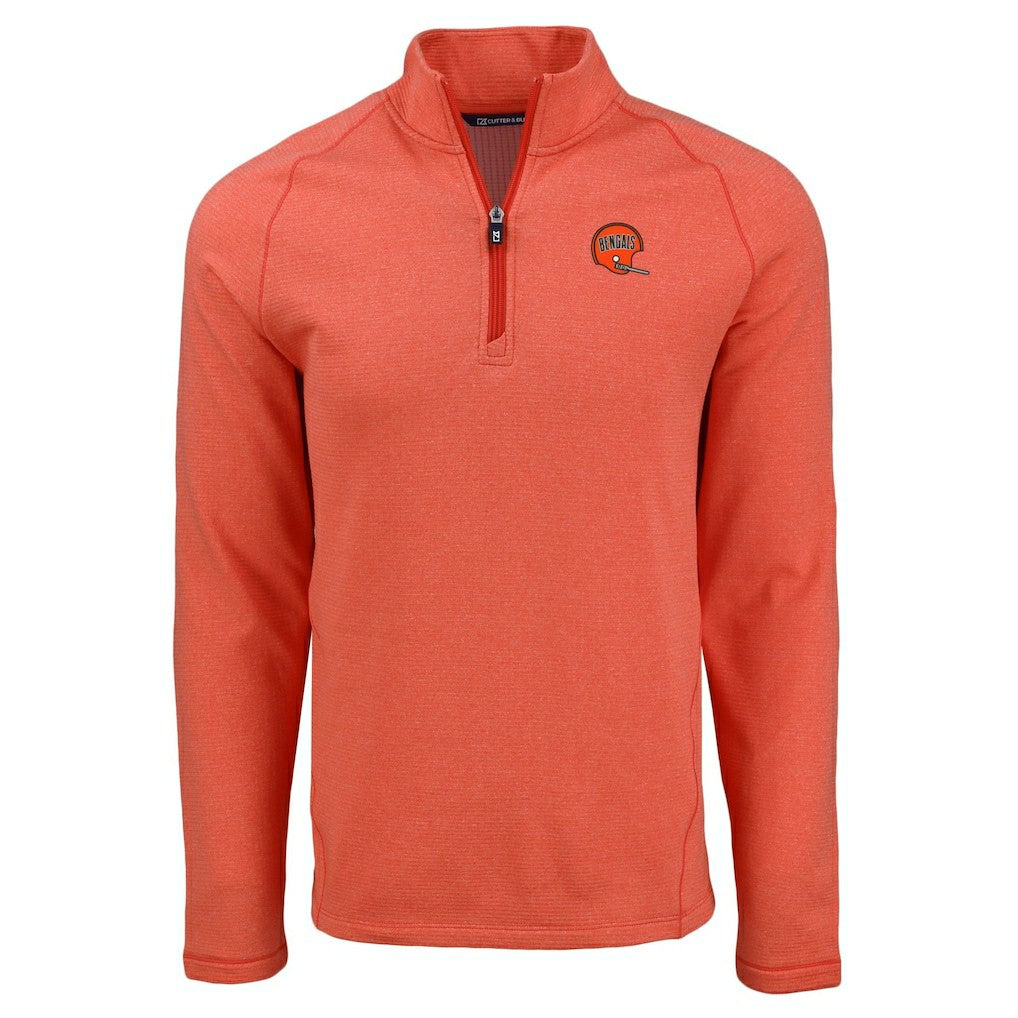 Cincinnati Bengals Cutter & Buck Peshastin Eco Fleece Tri-Blend Raglan Recycled Quarter-Zip Jacket - Heather Orange - NFL