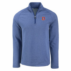 Denver Broncos Cutter & Buck Peshastin Eco Fleece Tri-Blend Raglan Recycled Quarter-Zip Jacket - Heather Royal - NFL