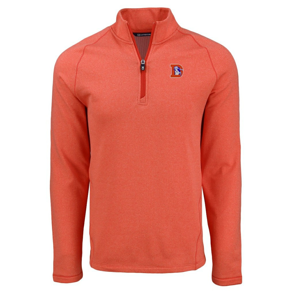 Denver Broncos Cutter & Buck Peshastin Eco Fleece Tri-Blend Raglan Recycled Quarter-Zip Jacket - Heather Orange - NFL