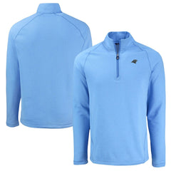 Carolina Panthers Cutter & Buck Peshastin Eco Fleece Tri-Blend Raglan Recycled Quarter-Zip Jacket - Heather Blue - NFL