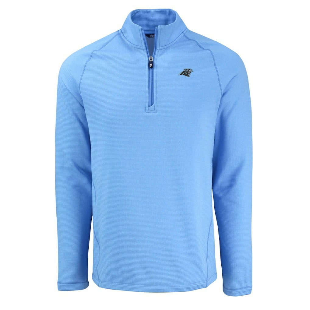 Carolina Panthers Cutter & Buck Peshastin Eco Fleece Tri-Blend Raglan Recycled Quarter-Zip Jacket - Heather Blue - NFL