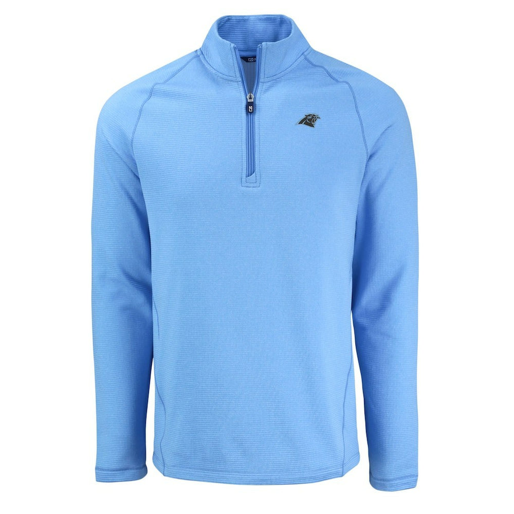 Carolina Panthers Cutter & Buck Peshastin Eco Fleece Tri-Blend Raglan Recycled Quarter-Zip Jacket - Heather Blue - NFL