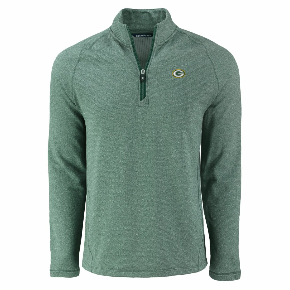 Green Bay Packers Cutter & Buck Peshastin Eco Fleece Tri-Blend Raglan Recycled Quarter-Zip Jacket - Heather Green - NFL