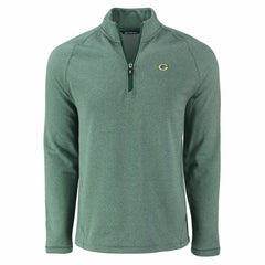 Green Bay Packers Cutter & Buck Peshastin Eco Fleece Tri-Blend Raglan Recycled Quarter-Zip Jacket - Heather Green - NFL