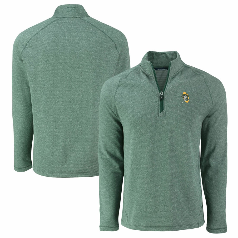 Green Bay Packers Cutter & Buck Peshastin Eco Fleece Tri-Blend Raglan Recycled Quarter-Zip Jacket - Heather Green - NFL