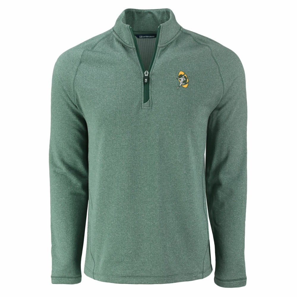 Green Bay Packers Cutter & Buck Peshastin Eco Fleece Tri-Blend Raglan Recycled Quarter-Zip Jacket - Heather Green - NFL