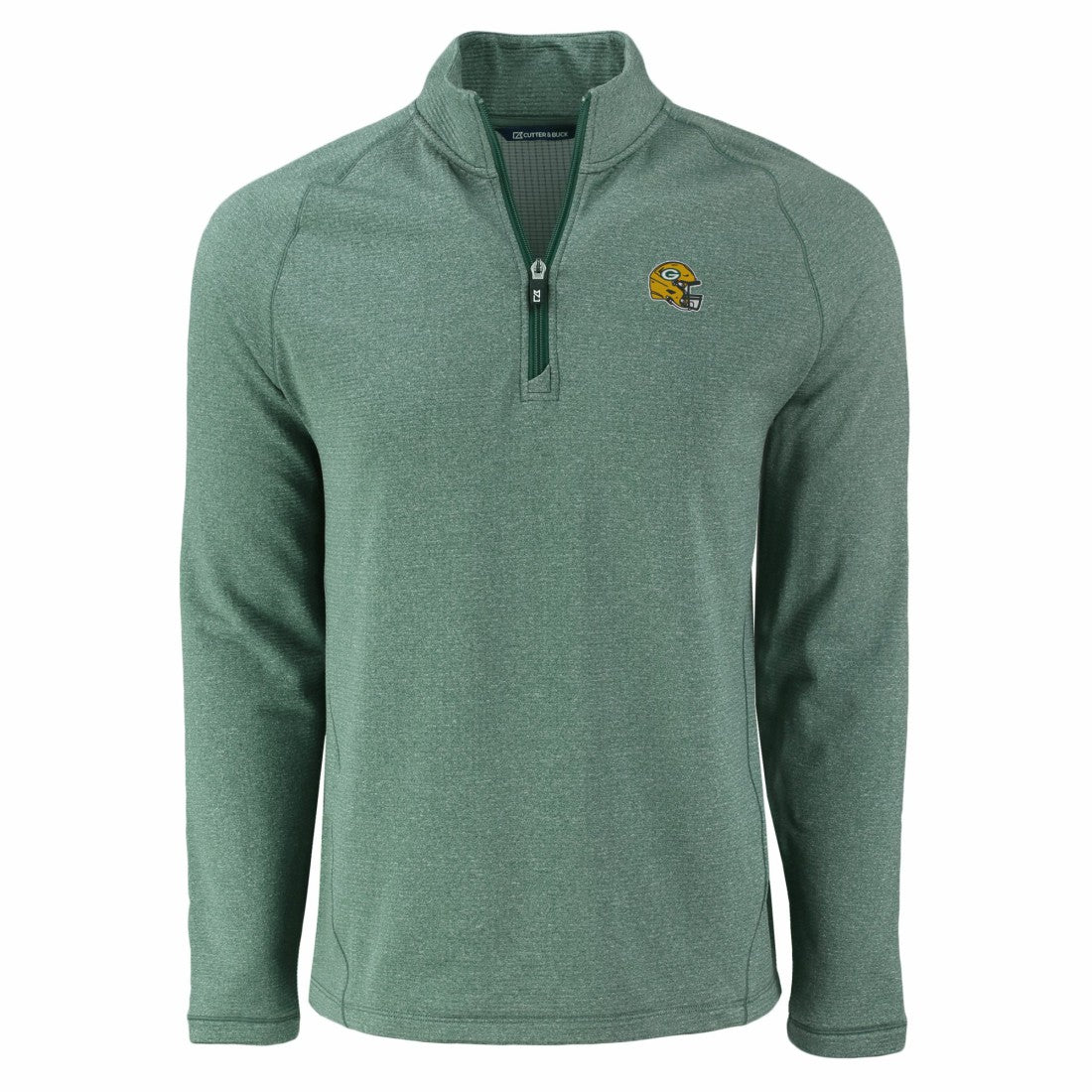 Green Bay Packers Cutter & Buck Peshastin Eco Fleece Tri-Blend Raglan Recycled Quarter-Zip Jacket - Heather Green - NFL