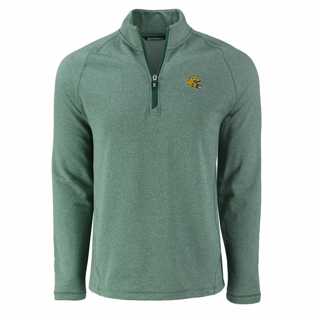 Green Bay Packers Cutter & Buck Peshastin Eco Fleece Tri-Blend Raglan Recycled Quarter-Zip Jacket - Heather Green - NFL