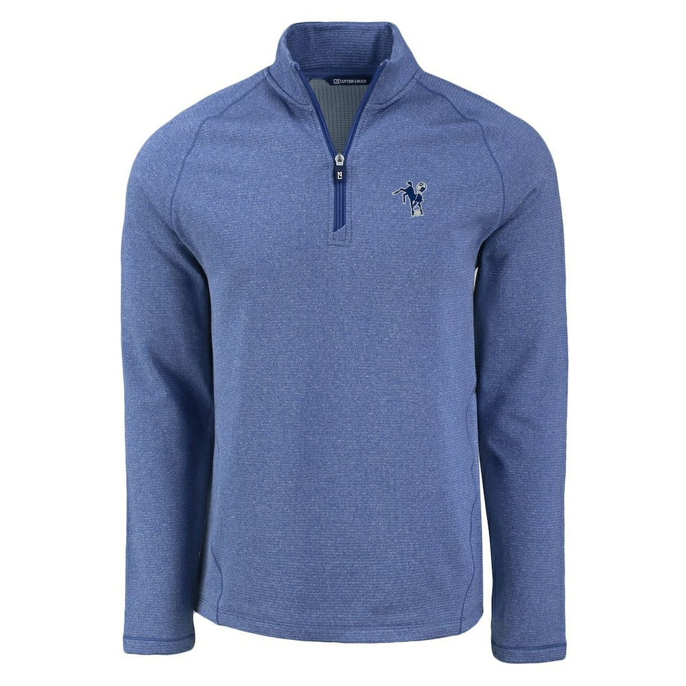 Indianapolis Colts Cutter & Buck Peshastin Eco Fleece Tri-Blend Raglan Recycled Quarter-Zip Jacket - Heather Royal - NFL