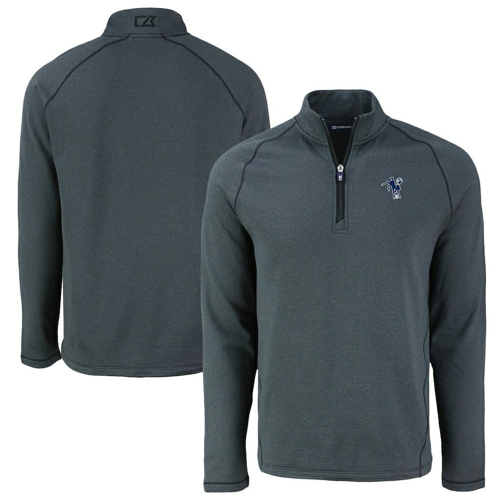 Indianapolis Colts Cutter & Buck Peshastin Eco Fleece Tri-Blend Raglan Recycled Quarter-Zip Jacket - Heather Black - NFL