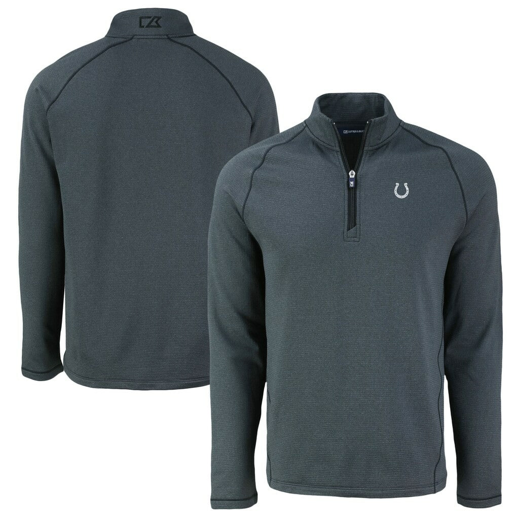 Indianapolis Colts Cutter & Buck Peshastin Eco Fleece Tri-Blend Raglan Recycled Quarter-Zip Jacket - Heather Black - NFL