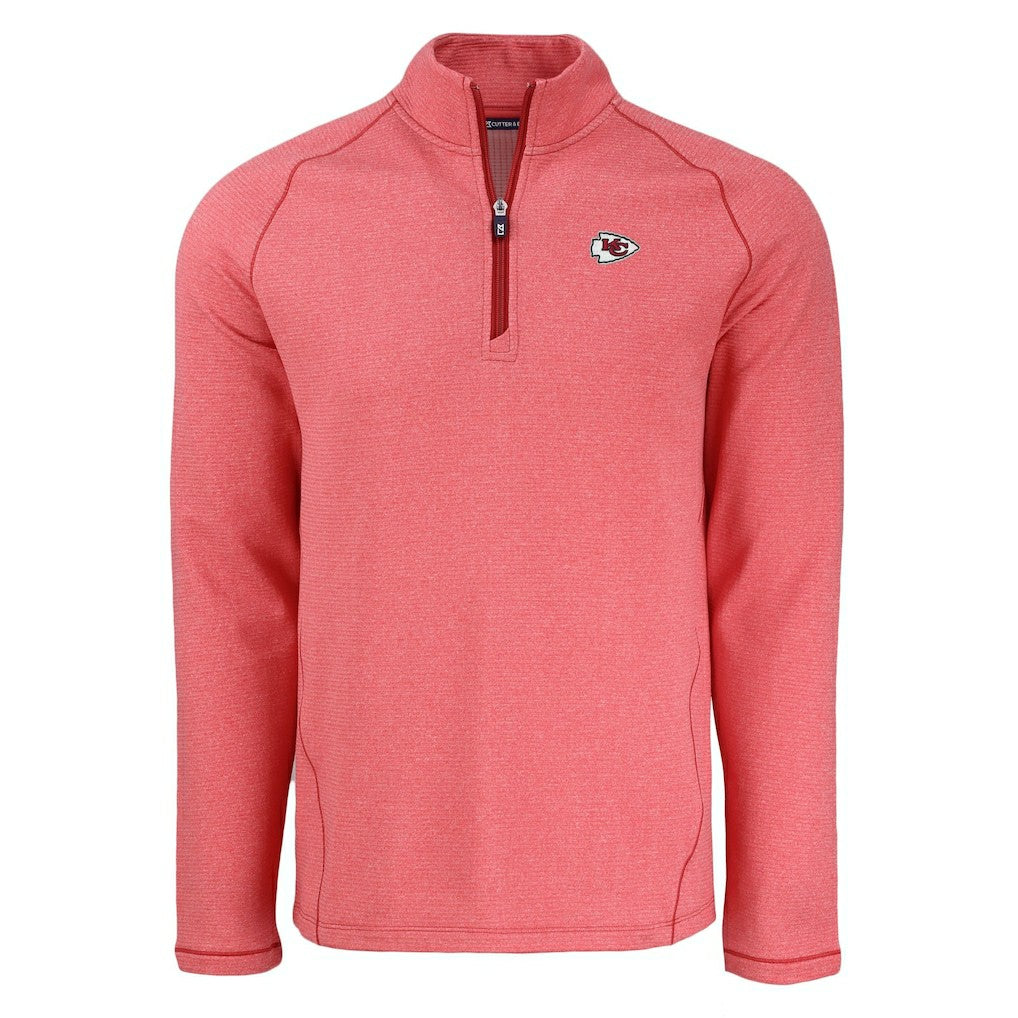 Kansas City Chiefs Cutter & Buck Peshastin Eco Fleece Tri-Blend Raglan Recycled Quarter-Zip Jacket - Heather Red - NFL