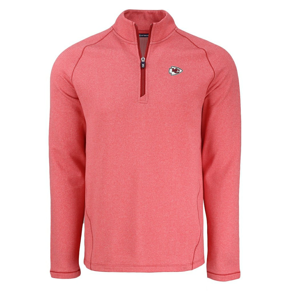 Kansas City Chiefs Cutter & Buck Peshastin Eco Fleece Tri-Blend Raglan Recycled Quarter-Zip Jacket - Heather Red - NFL