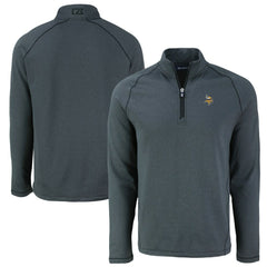 Minnesota Vikings Cutter & Buck Peshastin Eco Fleece Tri-Blend Raglan Recycled Quarter-Zip Jacket - Heather Black - NFL