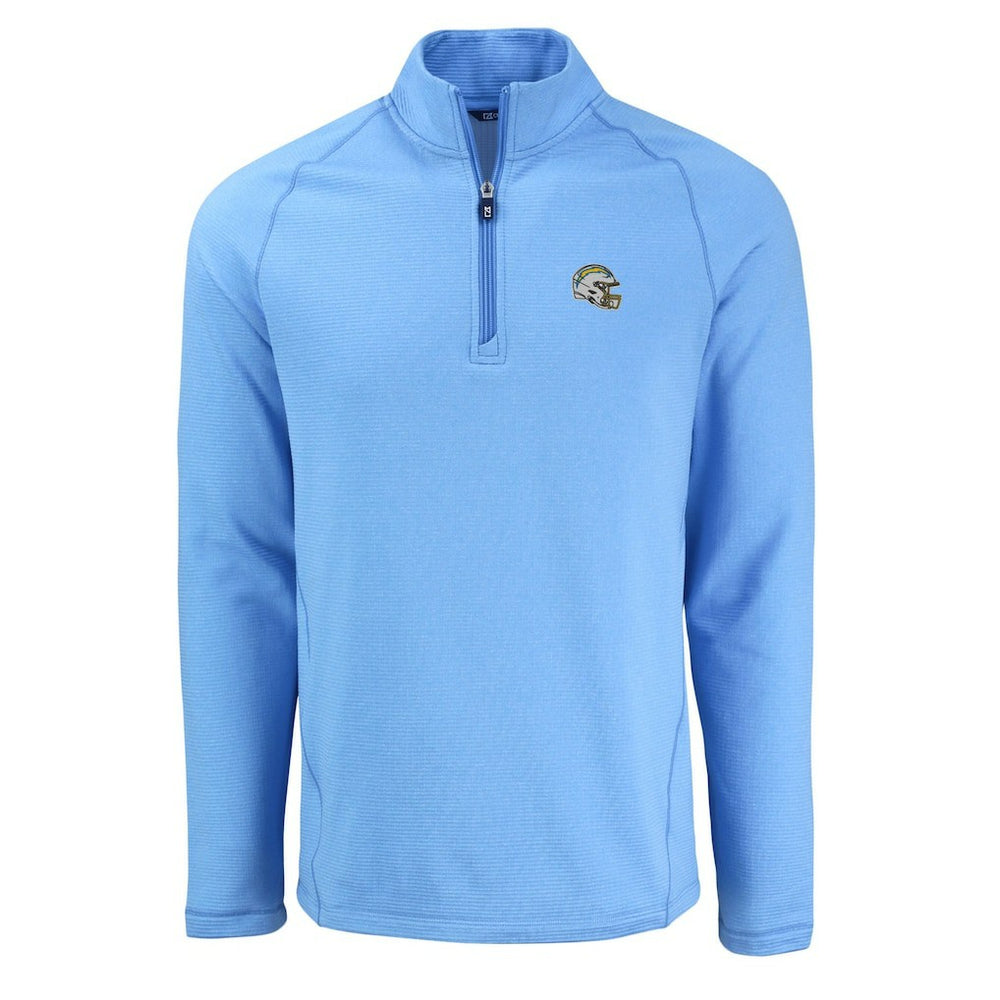 Los Angeles Chargers Cutter & Buck Peshastin Eco Fleece Tri-Blend Raglan Recycled Quarter-Zip Jacket - Heather Powder Blue - NFL