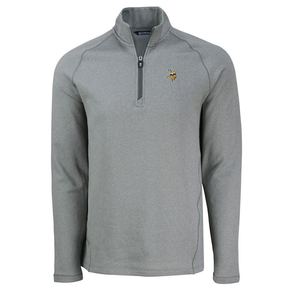 Minnesota Vikings Cutter & Buck Peshastin Eco Fleece Tri-Blend Raglan Recycled Quarter-Zip Jacket - Heather Gray - NFL