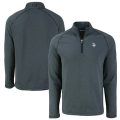 Minnesota Vikings Cutter & Buck Peshastin Eco Fleece Tri-Blend Raglan Recycled Quarter-Zip Jacket - Heather Black - NFL