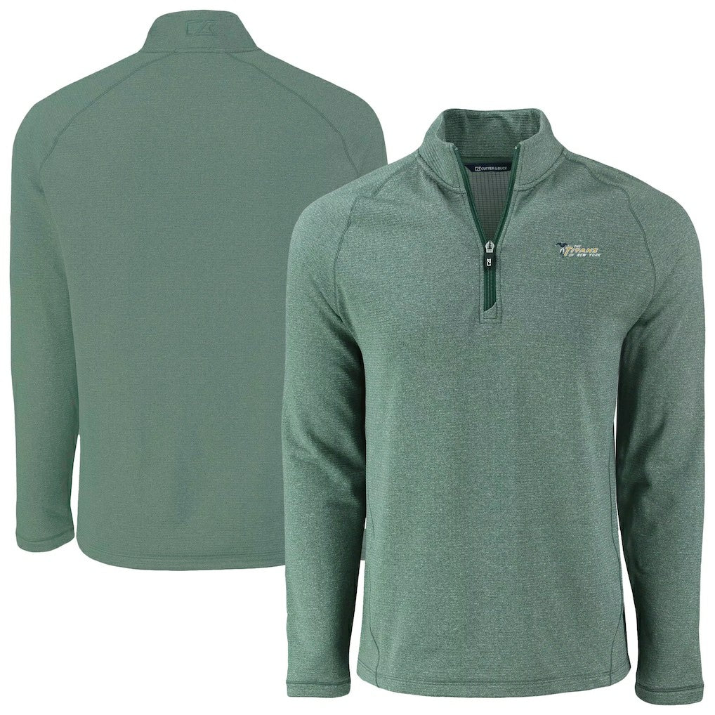 New York Jets Cutter & Buck Peshastin Eco Fleece Recycled Half-Zip Top - Heather Green - NFL