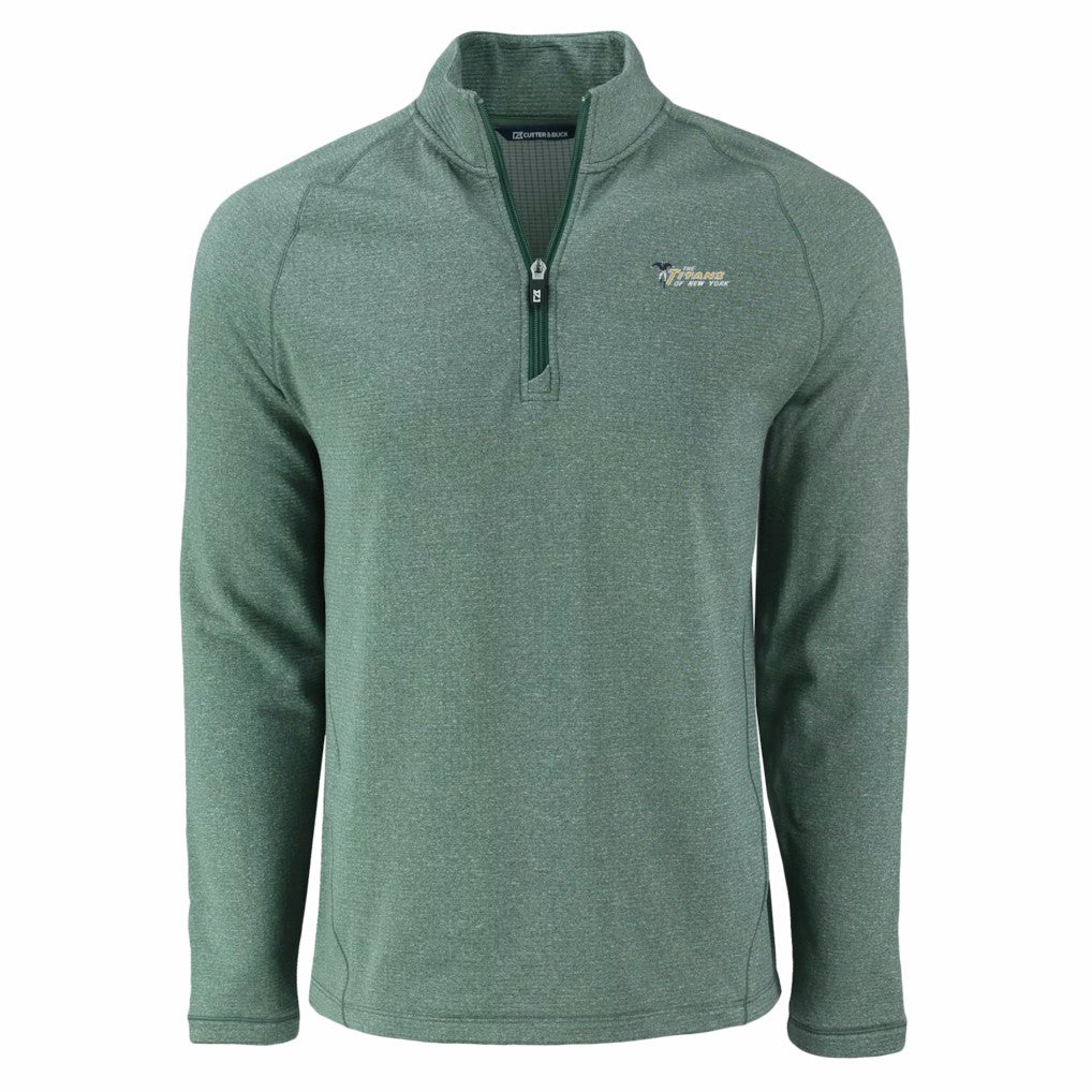 New York Jets Cutter & Buck Peshastin Eco Fleece Recycled Half-Zip Top - Heather Green - NFL
