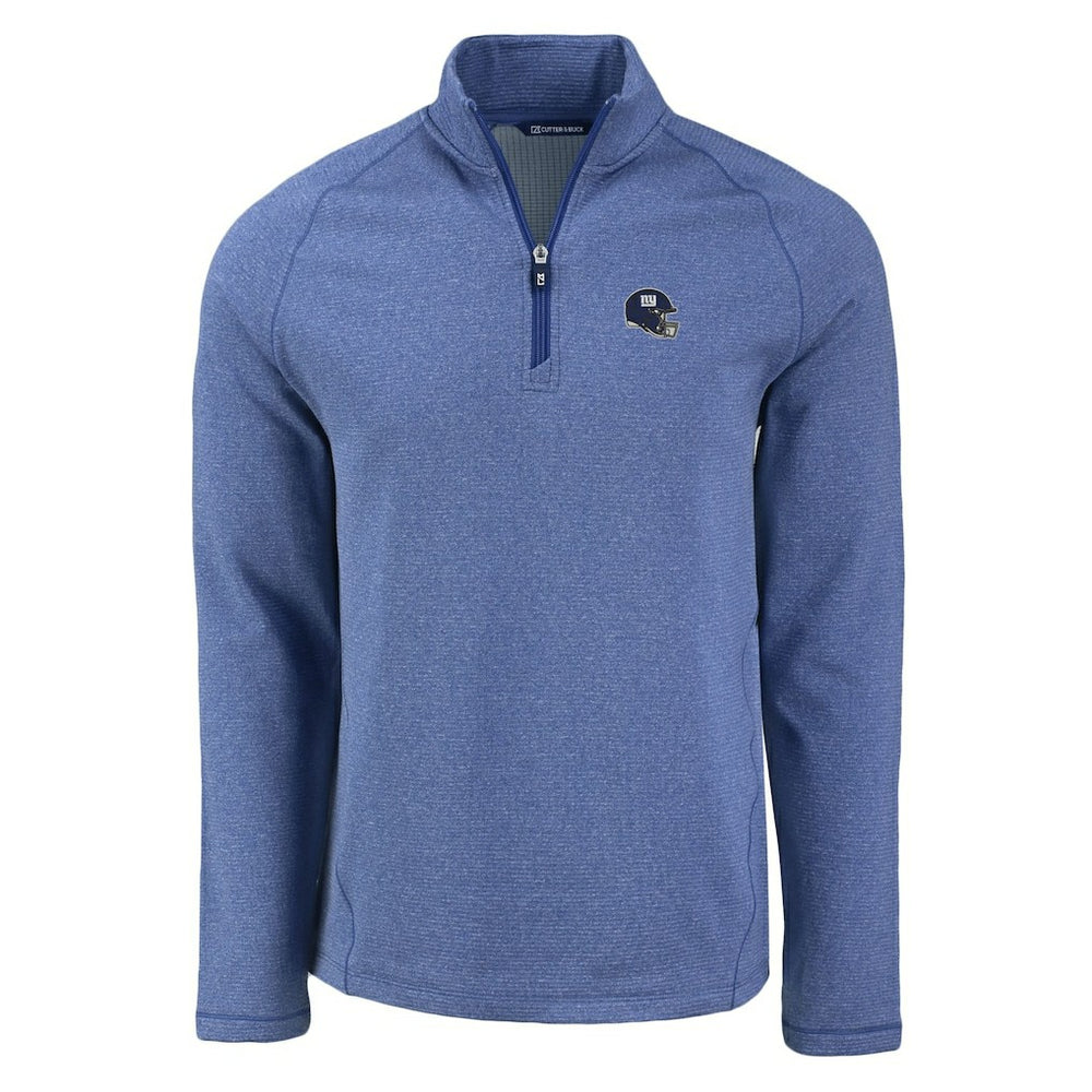 New York Giants Cutter & Buck Peshastin Eco Fleece Tri-Blend Raglan Recycled Quarter-Zip Jacket - Heather Royal - NFL