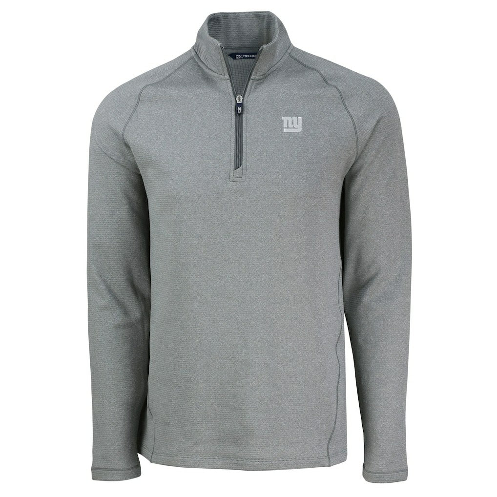 New York Giants Cutter & Buck Peshastin Eco Fleece Tri-Blend Raglan Recycled Quarter-Zip Jacket - Heather Gray - NFL